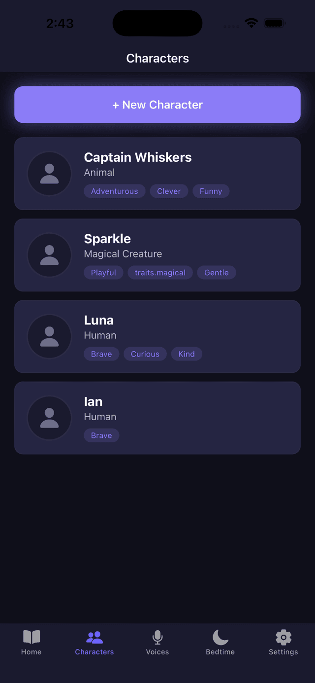 Create characters